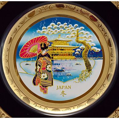 Японская сувенирная тарелка «Зимний пейзаж»