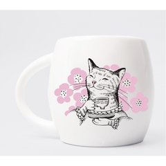 Чашка керамическая - Кошка с чаем