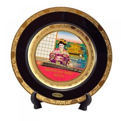 Японская сувенирная тарелка «Майко и золотой храм»