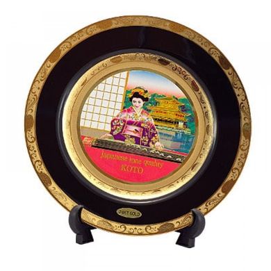 Японська сувенірна тарілка «Майко і золотий храм»