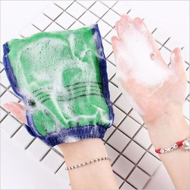 Корейская пилинг-мочалка перчатка двухсторонняя с отверстием для пальчика
